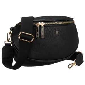 Praktyczna, miejska nerka damska ze skóry ekologicznej w czarnym kolorze, jednokomorowa - Peterson-1