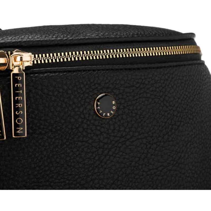 Praktyczna, miejska nerka damska ze skóry ekologicznej w czarnym kolorze, jednokomorowa - Peterson-5