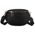 Praktyczna, miejska nerka damska ze skóry ekologicznej w czarnym kolorze, jednokomorowa - Peterson-3