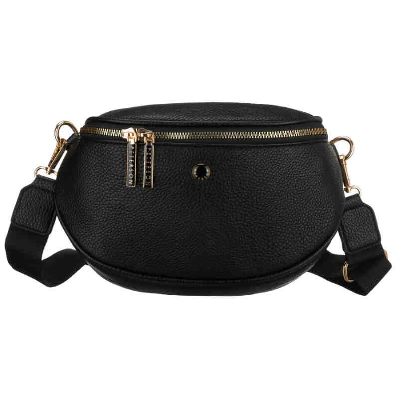 Praktyczna, miejska nerka damska ze skóry ekologicznej w czarnym kolorze, jednokomorowa - Peterson-3