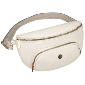 Jasnobeżowa nerka damska ze skóry ekologicznej zamykana suwakiem - Peterson-2