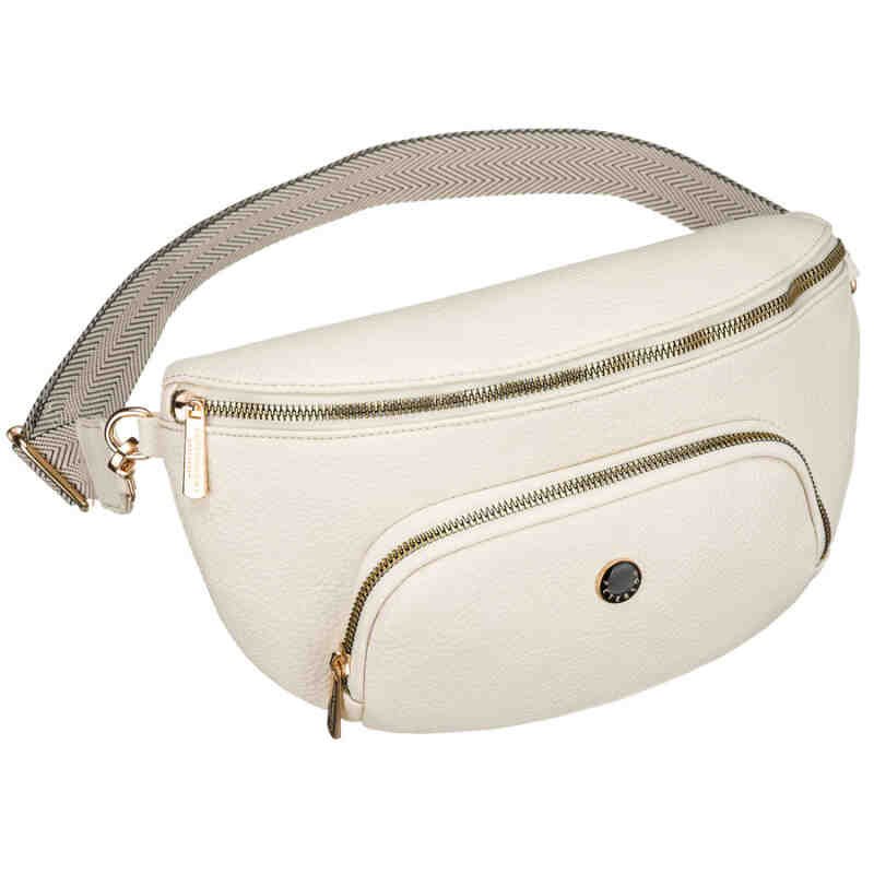 Jasnobeżowa nerka damska ze skóry ekologicznej zamykana suwakiem - Peterson-2