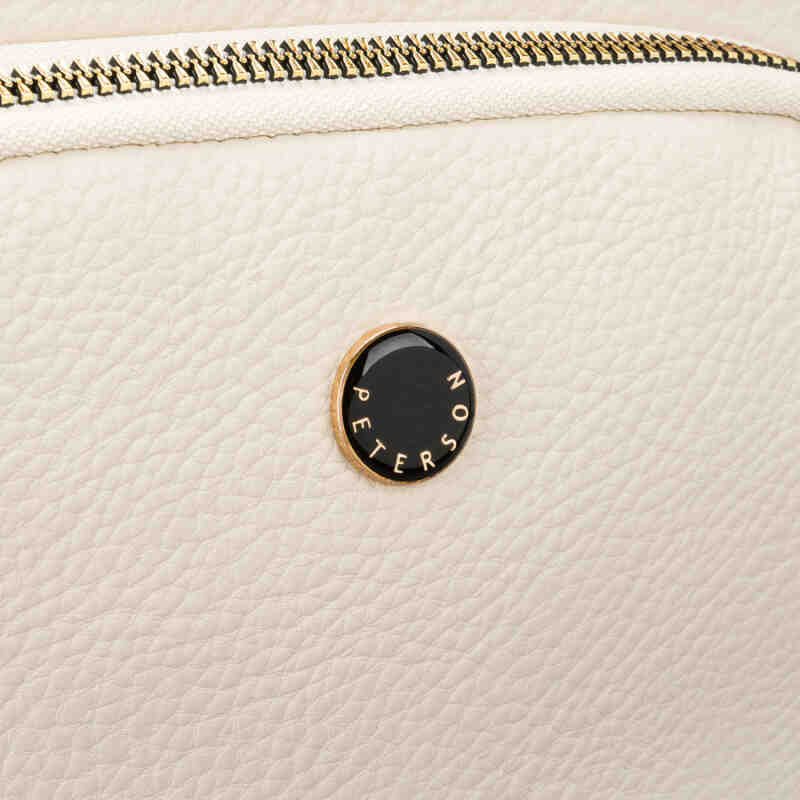 Jasnobeżowa nerka damska ze skóry ekologicznej zamykana suwakiem - Peterson-5