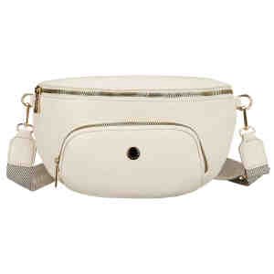 Jasnobeżowa nerka damska ze skóry ekologicznej zamykana suwakiem - Peterson-3