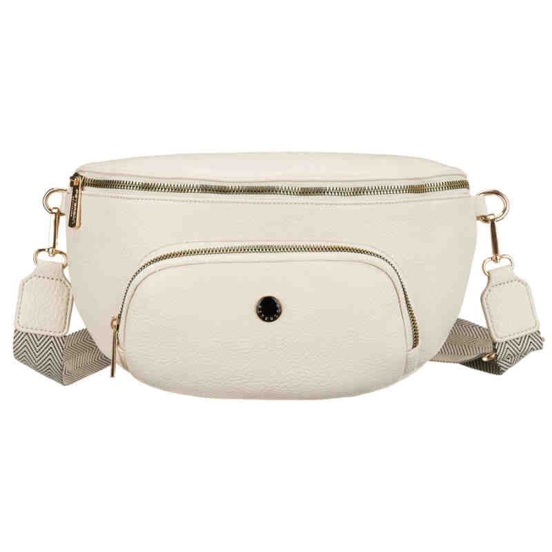 Jasnobeżowa nerka damska ze skóry ekologicznej zamykana suwakiem - Peterson-3