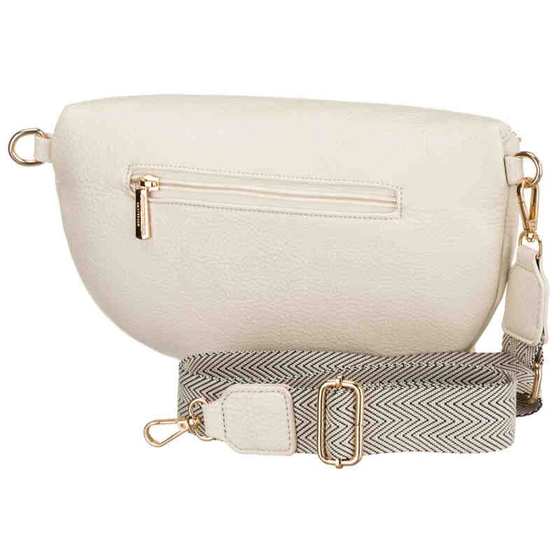 Jasnobeżowa nerka damska ze skóry ekologicznej zamykana suwakiem - Peterson-4