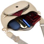 Miejska nerka damska ze skóry ekologicznej w beżowym kolorze zamykana suwakiem - Peterson-10