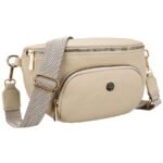 Miejska nerka damska ze skóry ekologicznej w beżowym kolorze zamykana suwakiem - Peterson-1