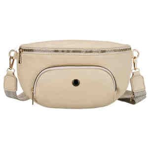 Miejska nerka damska ze skóry ekologicznej w beżowym kolorze zamykana suwakiem - Peterson-3