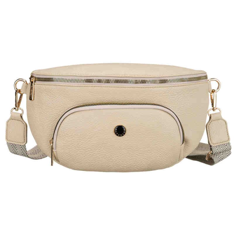 Miejska nerka damska ze skóry ekologicznej w beżowym kolorze zamykana suwakiem - Peterson-3