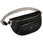 Miejska, czarna nerka damska ze skóry ekologicznej zawieszona na regulowanym pasku - Peterson-2