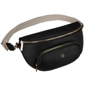 Miejska, czarna nerka damska ze skóry ekologicznej zawieszona na regulowanym pasku - Peterson-2