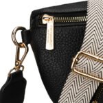 Miejska, czarna nerka damska ze skóry ekologicznej zawieszona na regulowanym pasku - Peterson-9