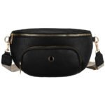 Miejska, czarna nerka damska ze skóry ekologicznej zawieszona na regulowanym pasku - Peterson-3