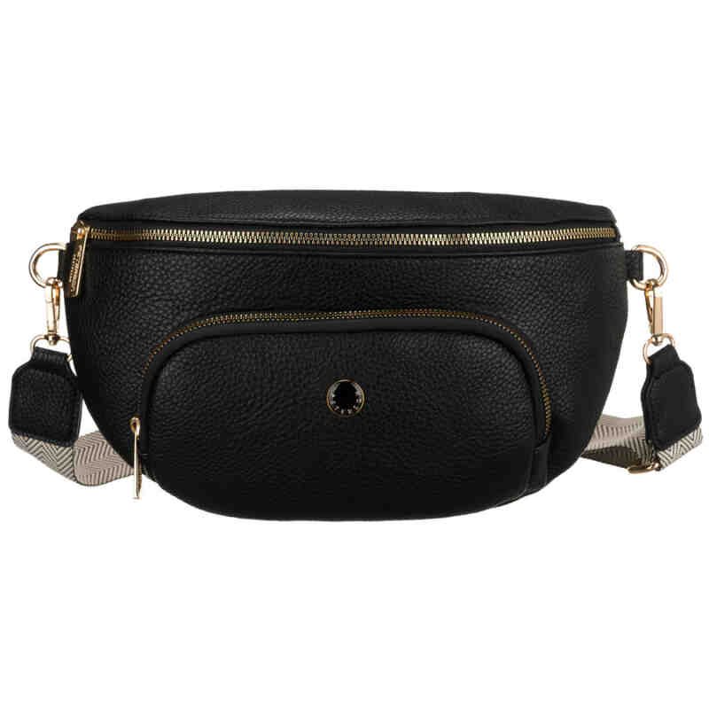 Miejska, czarna nerka damska ze skóry ekologicznej zawieszona na regulowanym pasku - Peterson-3