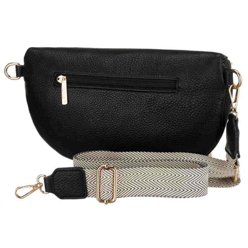 Miejska, czarna nerka damska ze skóry ekologicznej zawieszona na regulowanym pasku - Peterson-4