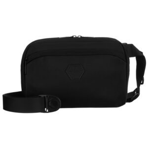 Sportowa saszetka w czarnym kolorze zamykana suwakiem, dwukomorowa - Peterson-2