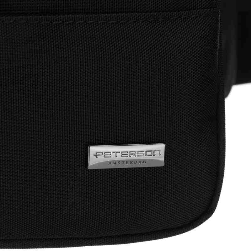 Sportowa saszetka w czarnym kolorze zamykana suwakiem, dwukomorowa - Peterson-5