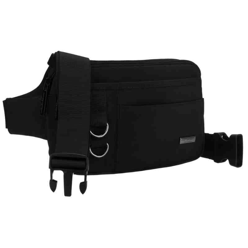 Sportowa saszetka w czarnym kolorze zamykana suwakiem, dwukomorowa - Peterson-3