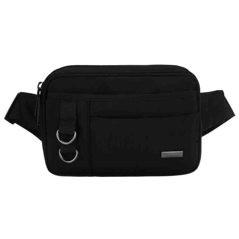 Sportowa saszetka w czarnym kolorze zamykana suwakiem, dwukomorowa - Peterson-2