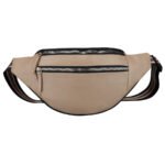 Skórzana saszetka damska w beżowym kolorze, jednokomorowa i zamykana na suwak - Rovicky-2