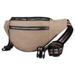 Skórzana saszetka damska w beżowym kolorze, jednokomorowa i zamykana na suwak - Rovicky-3