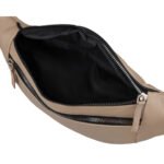 Skórzana saszetka damska w beżowym kolorze, jednokomorowa i zamykana na suwak - Rovicky-6