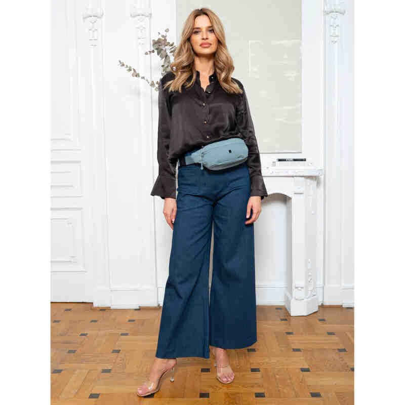 Niebieska nerka damska na biodra z kieszonką na froncie - Peterson-5