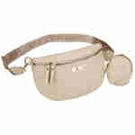 Beżowa saszetka damska ze skóry ekologicznej z doczepianą portmonetką - Peterson-1