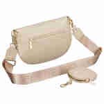 Beżowa saszetka damska ze skóry ekologicznej z doczepianą portmonetką - Peterson-4