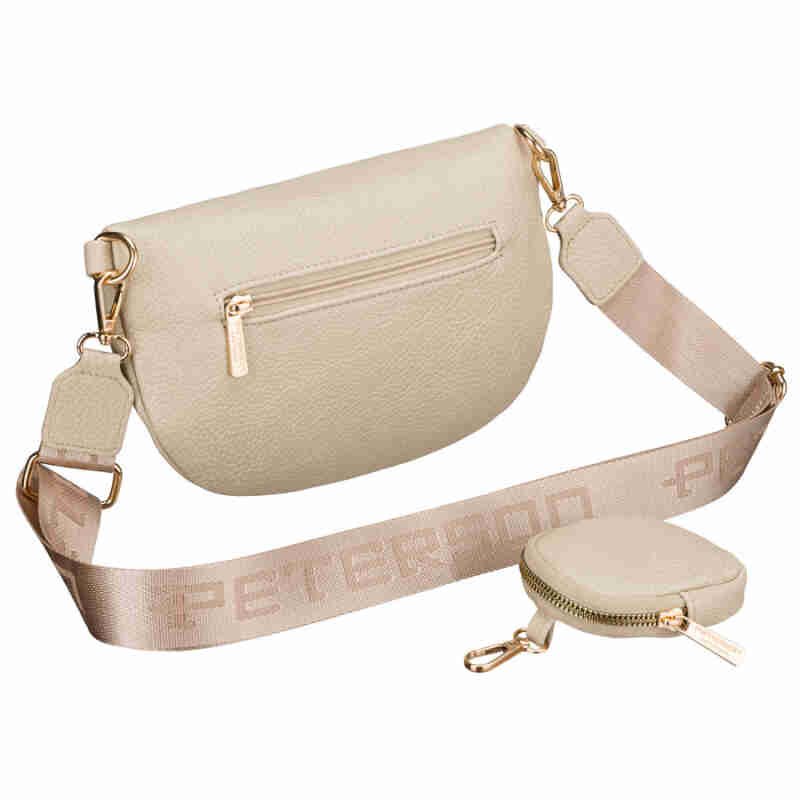 Beżowa saszetka damska ze skóry ekologicznej z doczepianą portmonetką - Peterson-4