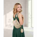 Beżowa saszetka damska ze skóry ekologicznej z doczepianą portmonetką - Peterson-2