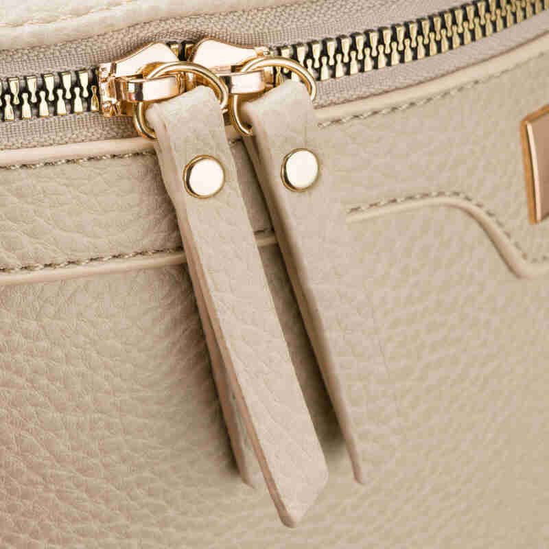 Beżowa saszetka damska ze skóry ekologicznej z doczepianą portmonetką - Peterson-8