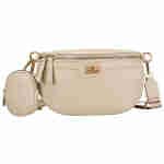 Beżowa saszetka damska ze skóry ekologicznej z doczepianą portmonetką - Peterson-3