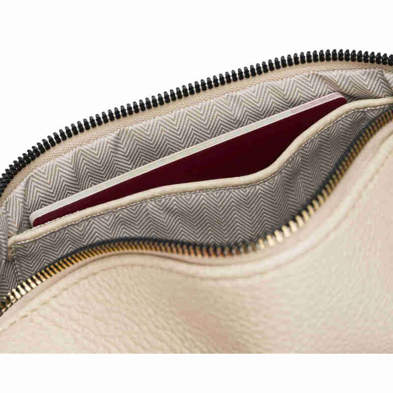 Beżowa saszetka damska ze skóry ekologicznej z doczepianą portmonetką - Peterson-7