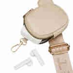 Beżowa saszetka damska ze skóry ekologicznej z doczepianą portmonetką - Peterson-12