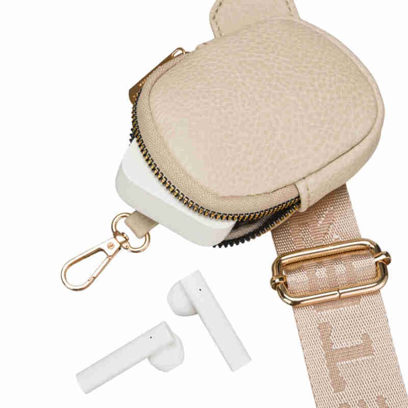 Beżowa saszetka damska ze skóry ekologicznej z doczepianą portmonetką - Peterson-12